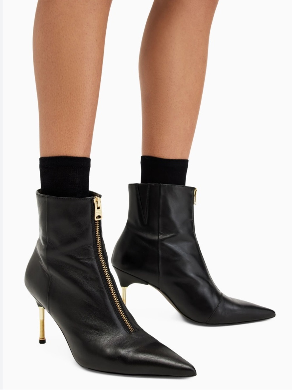 All Saints Boots Natasha Pointed Toe in Black Leather